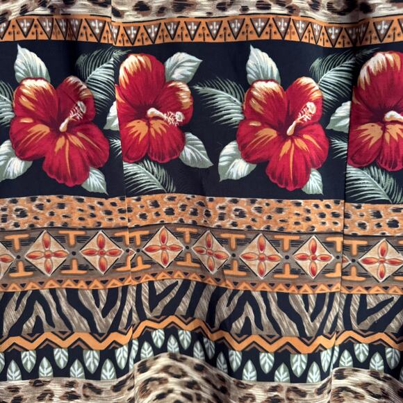 Kathie Lee Dress Size 8 Sleeveless Brown Red Floral Animal Print Tribal - Picture 4 of 9